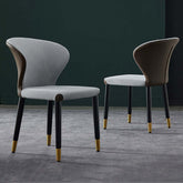 Modern gray PU leather upholstered wingback dining chairs, set of 2, elegant contemporary design